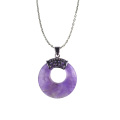 Natural Semi-precious Gemstone Amethyst Coin Pendant for Necklace Jewelry